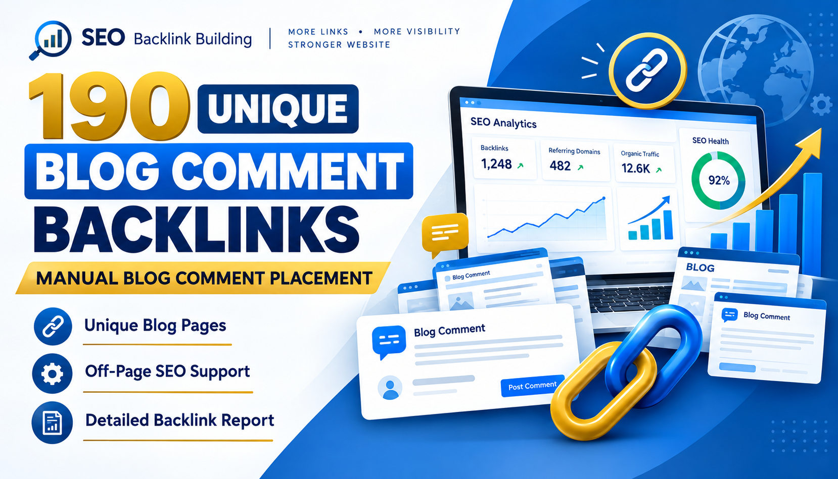 I will create 190 unique blog comment backlinks for S...