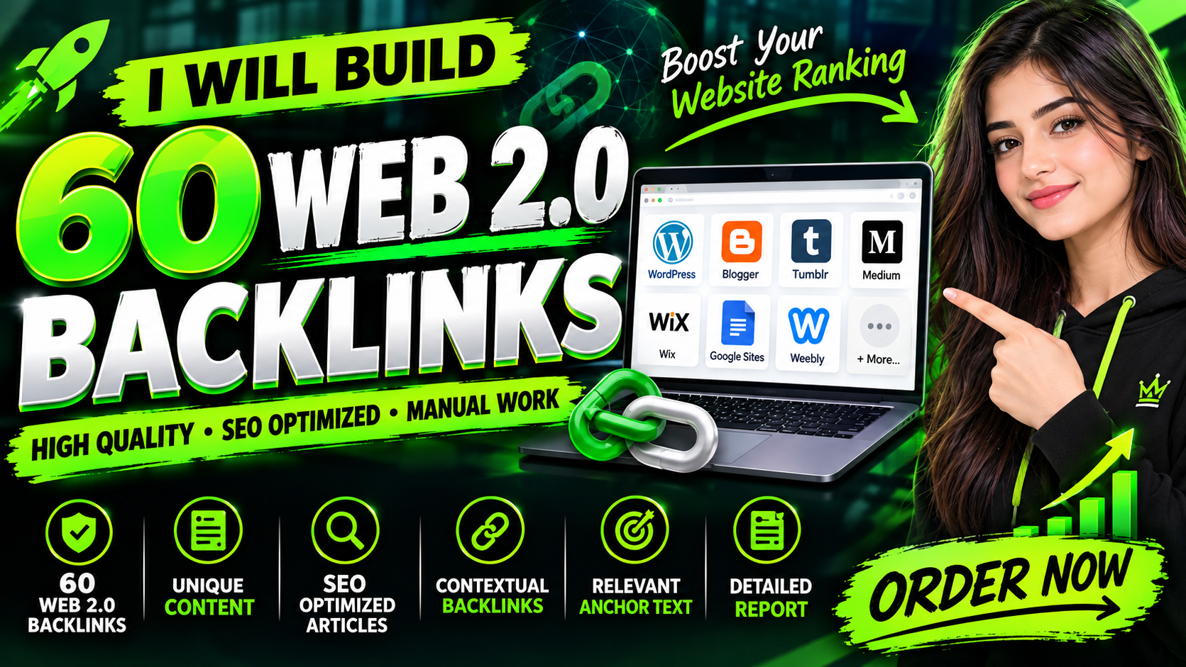 I will build 60 high quality Web 2.0 backlinks with S...