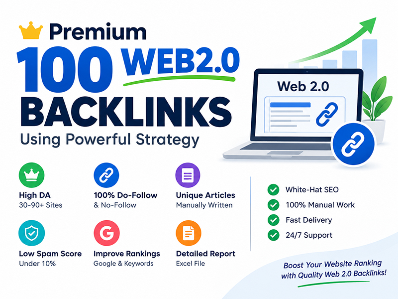 I will build 100 high DA Web 2.0 backlinks manually f...
