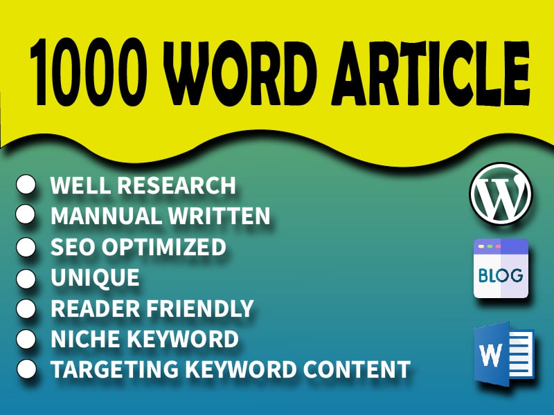 I will write 1000 word SEO Optimized Article/ Content...