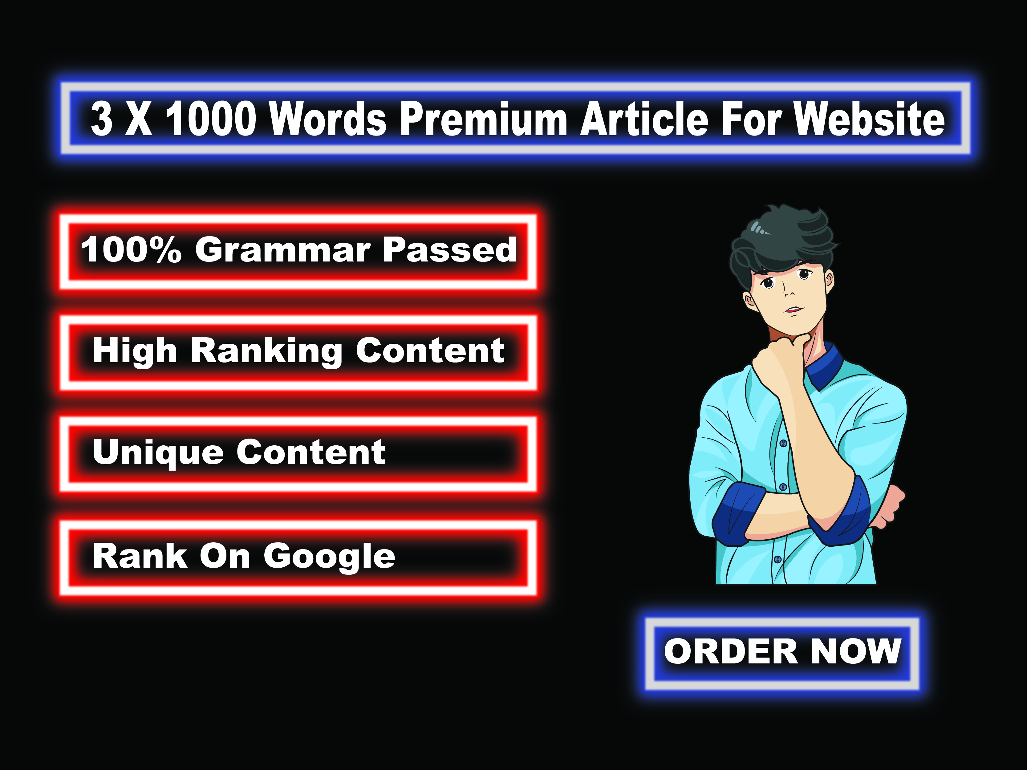 I will write 3 &times 1000-word premium articles for ...