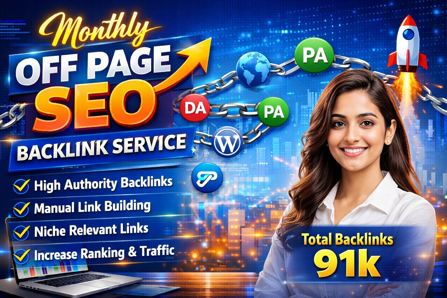 I will provide 91K monthly off page SEO high quality ...