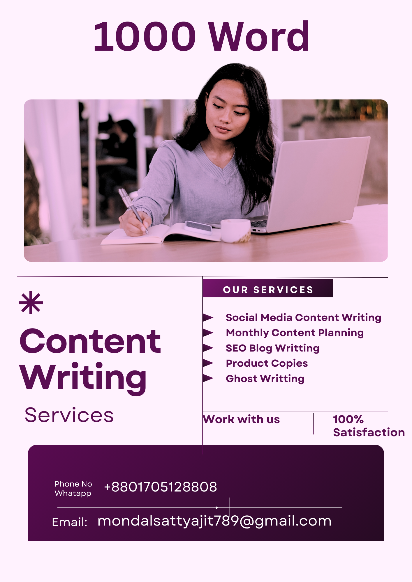 1000 words Blog post writing in English 100 ai free