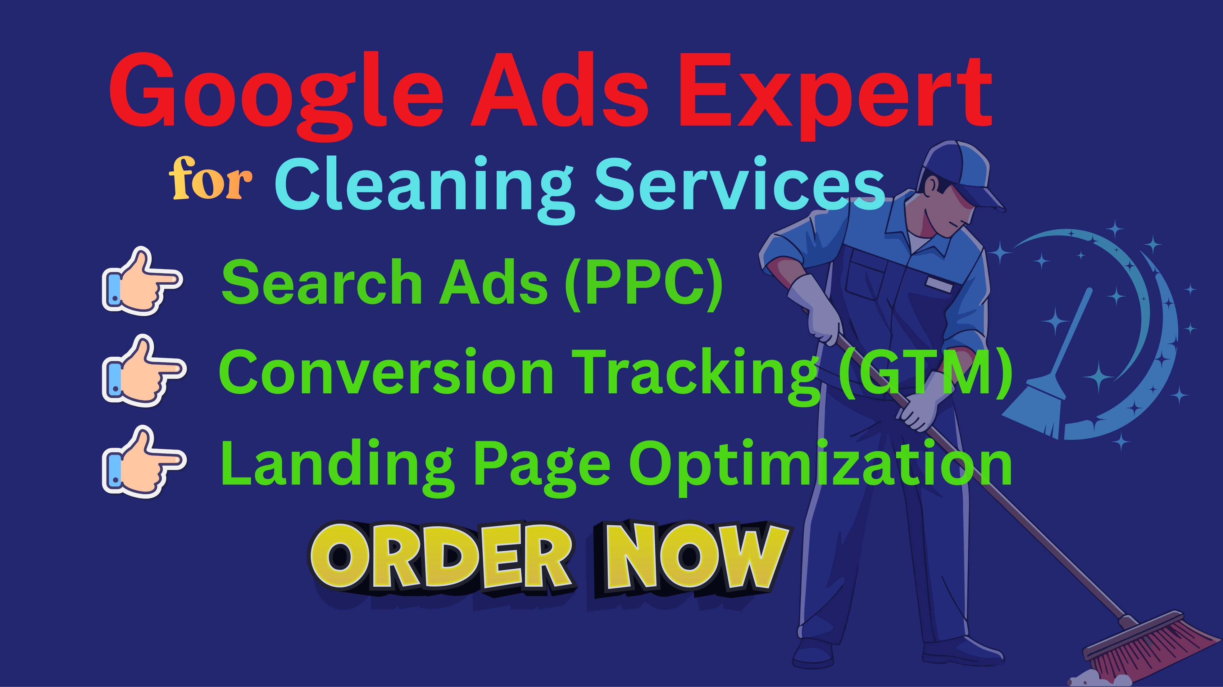 I will provide google ppc ads management for cleaning...