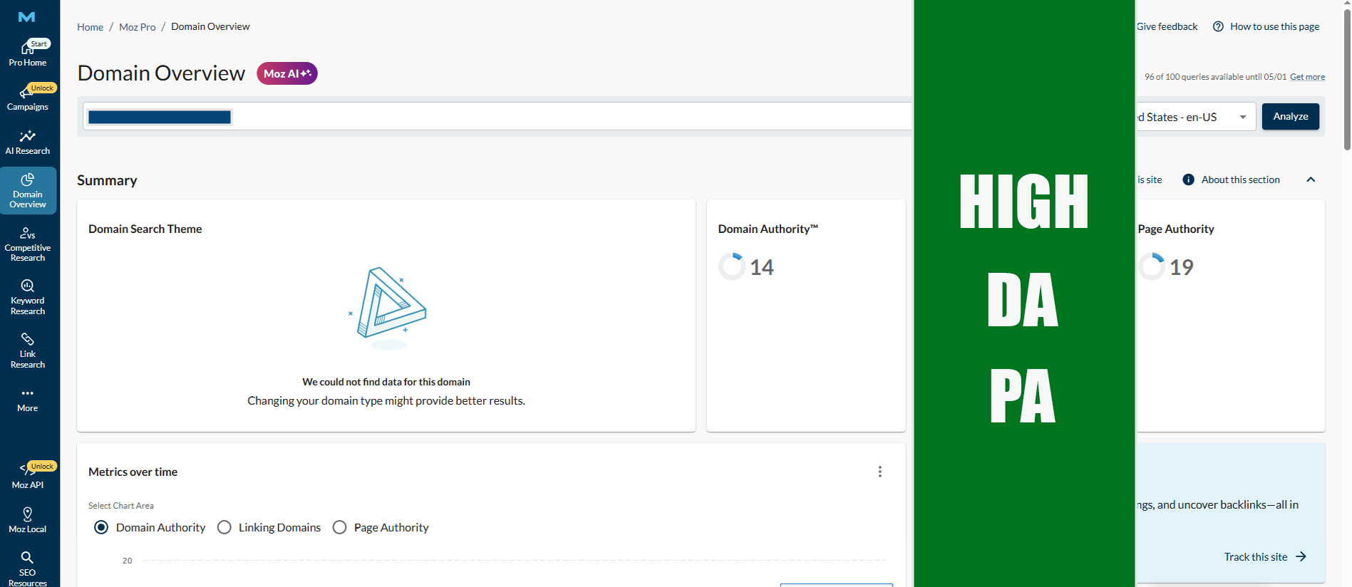 I will increase domain authority MOZ DA/PA 14+ with h...