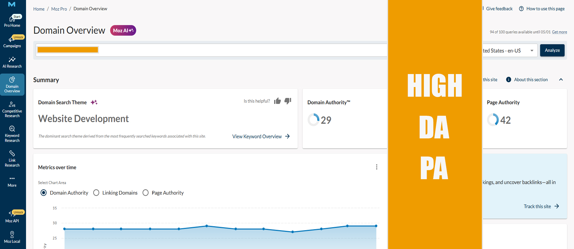 I will increase domain authority MOZ DA/PA 25+ with h...