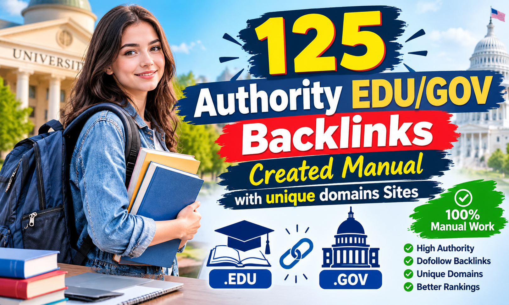 125 Authority EDU/GOV Backlinks created manual with u...