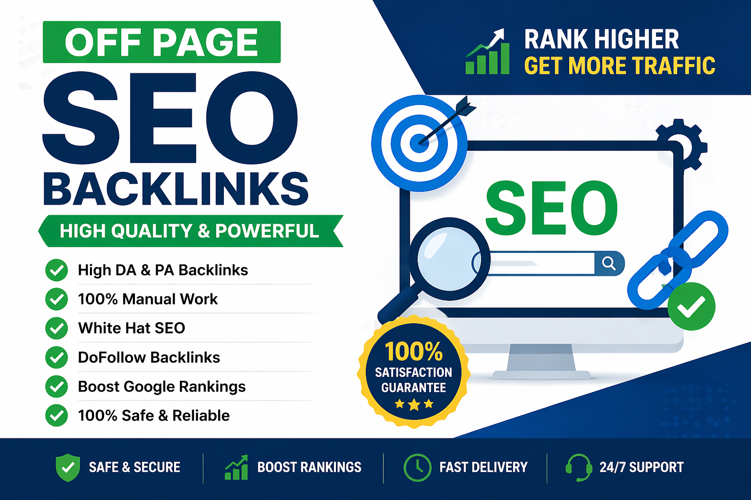 I will do high quality off page SEO backlinks to boos...