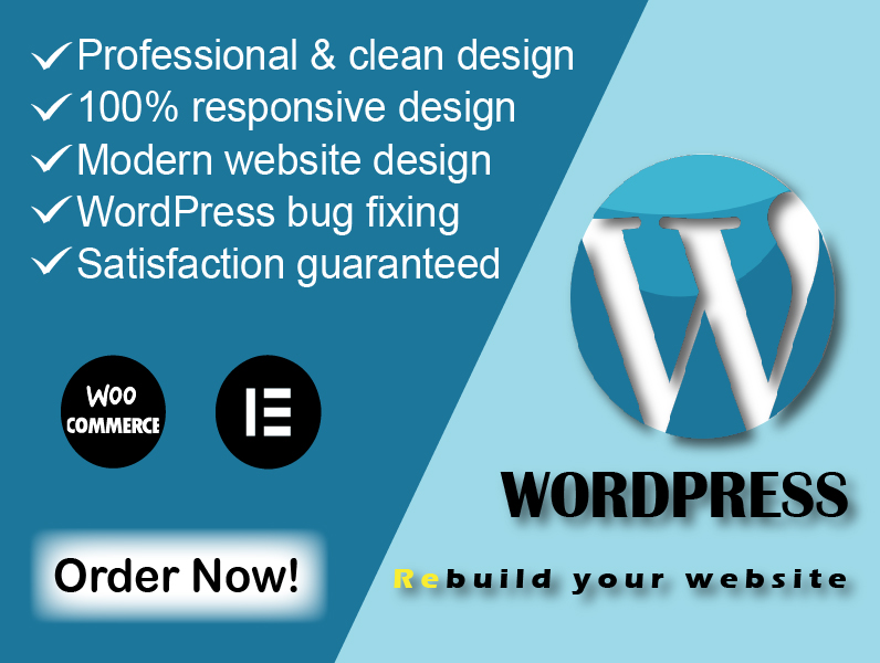 You will get WordPress website design, redesign, cl...
