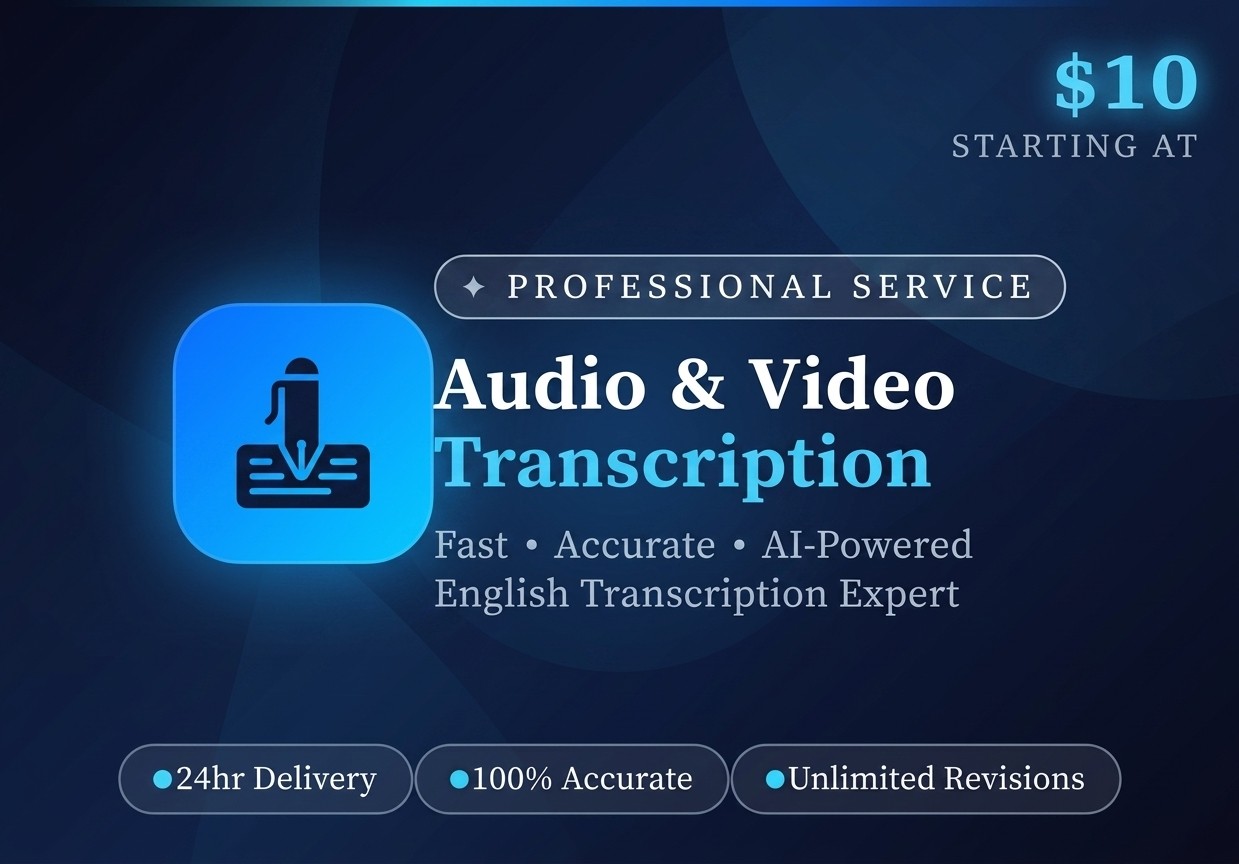 I will transcribe audio and video to text accurately