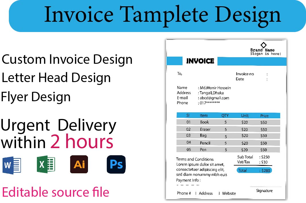 I Will Provide Invoice Design Templete, Flyer Design ...