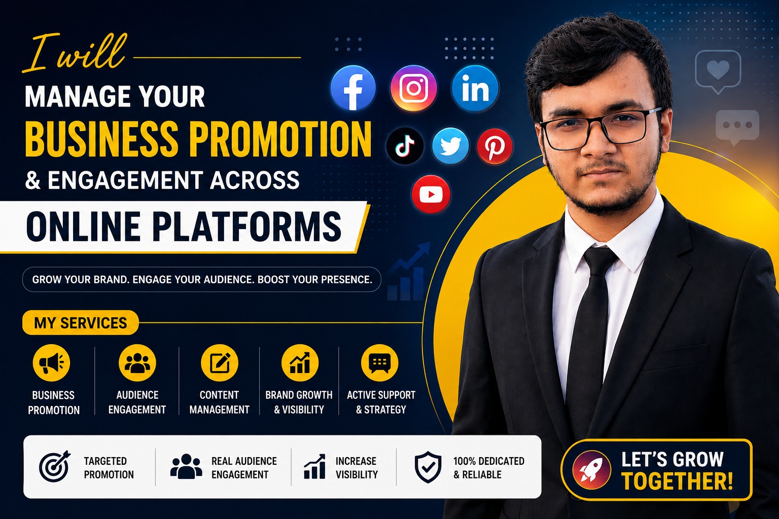 I will manage business promotion, ad campaign and au...
