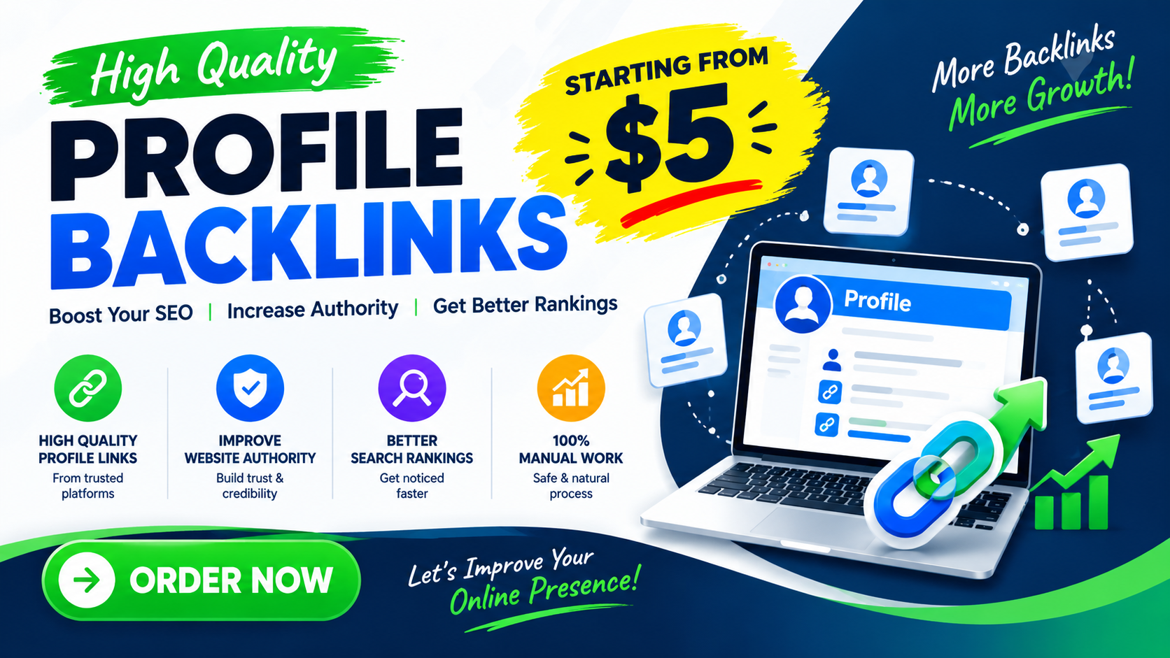 I will create 100 high quality profile backlinks for ...