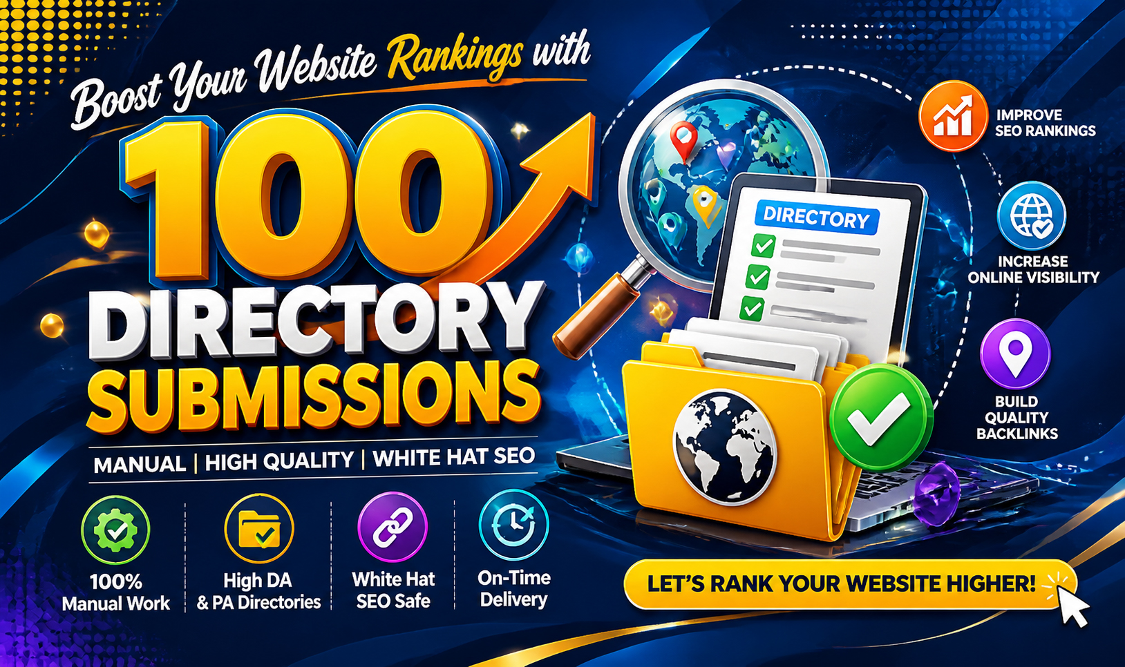 I will Provide your site to 100 premium directories R...