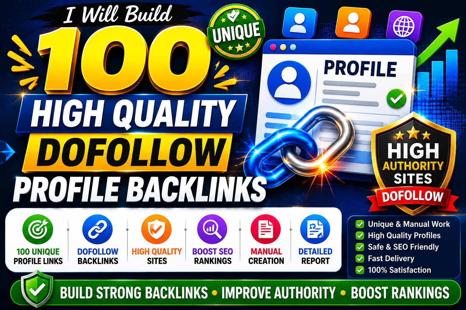 I Will Build 100 Unique High Quality Dofollow Profile...