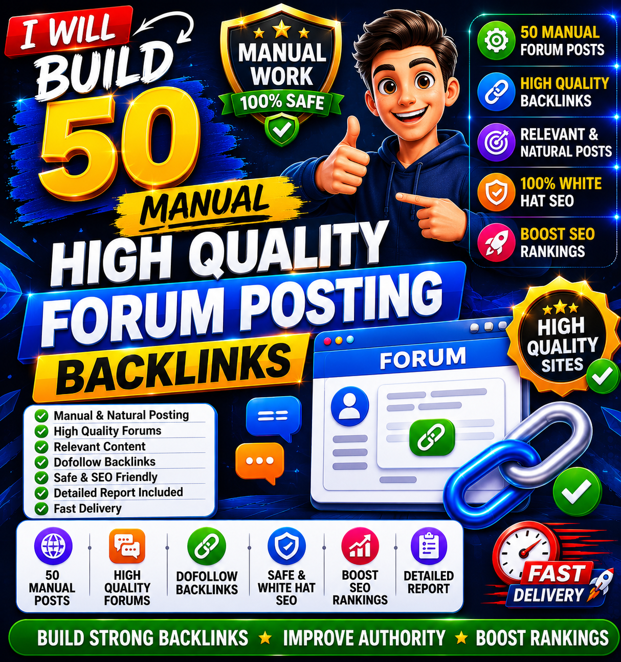 I Will Build 50 Manual High Quality Forum Posting Bac...