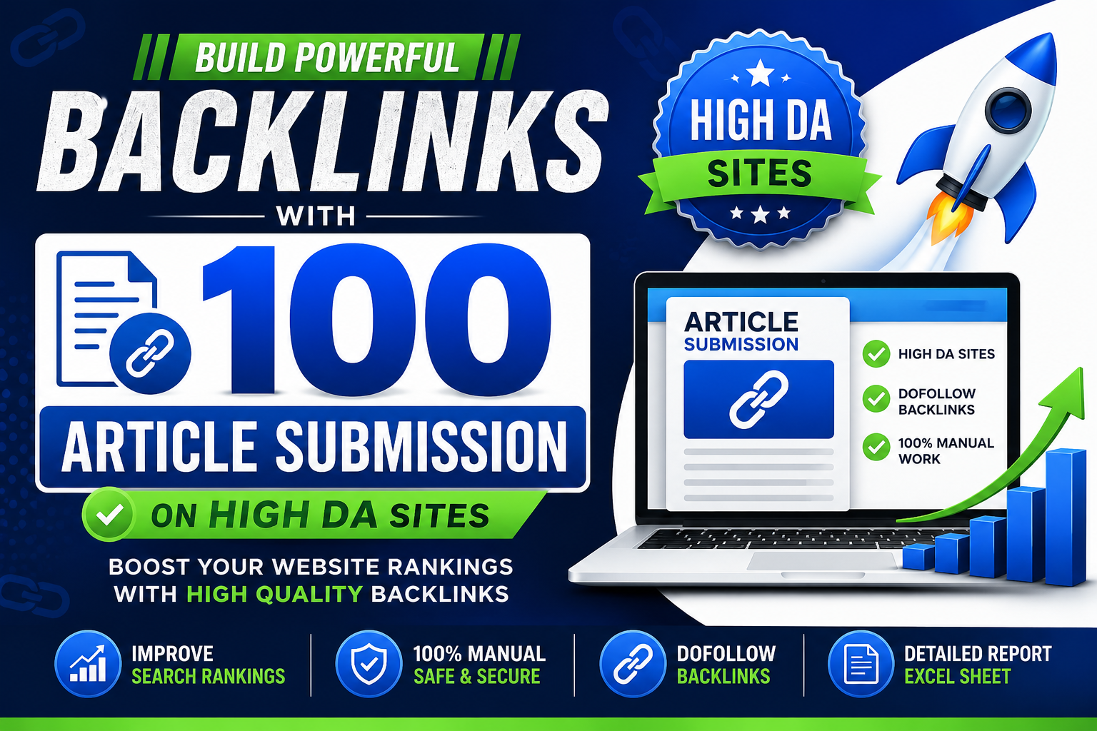 Build Powerful Backlinks with 100 Article Submissions...