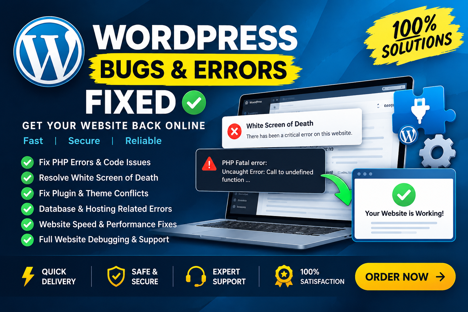 Fix wordpress critical errors, bugs, and website is...