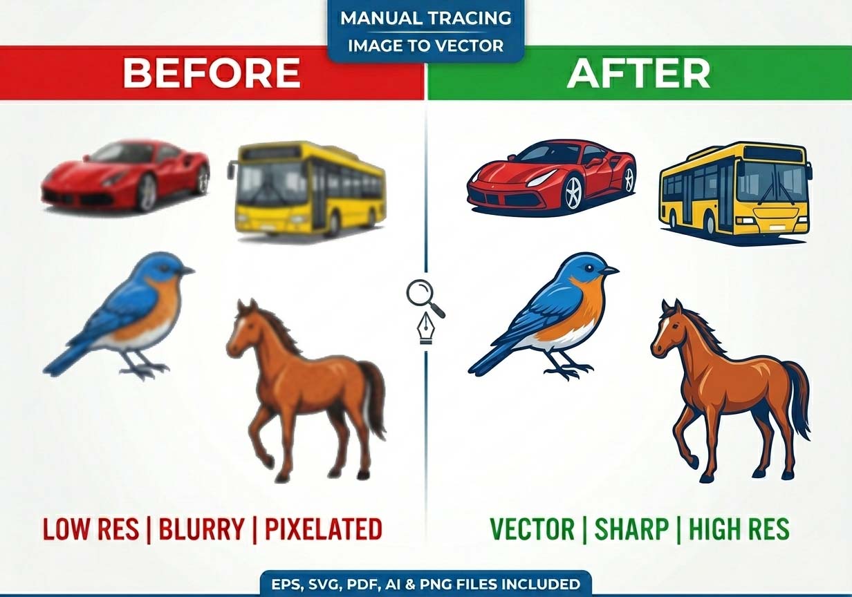 I will do professional manual vector tracing, image ...