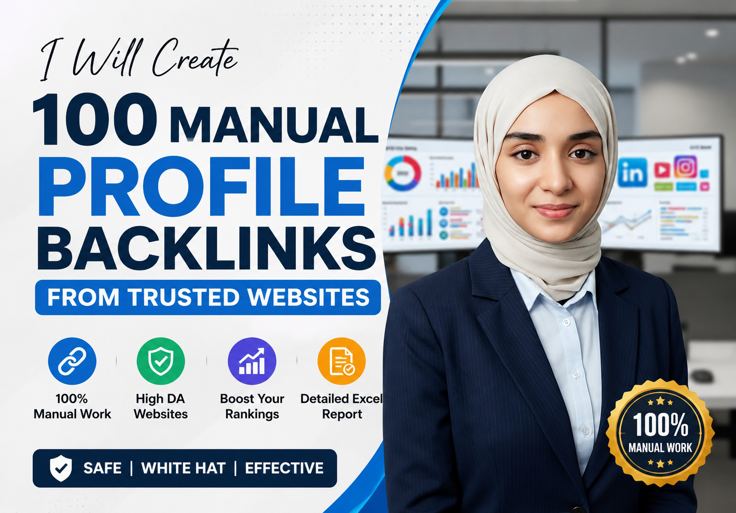 I Will Create 100 Manual Profile Backlinks from Trust...