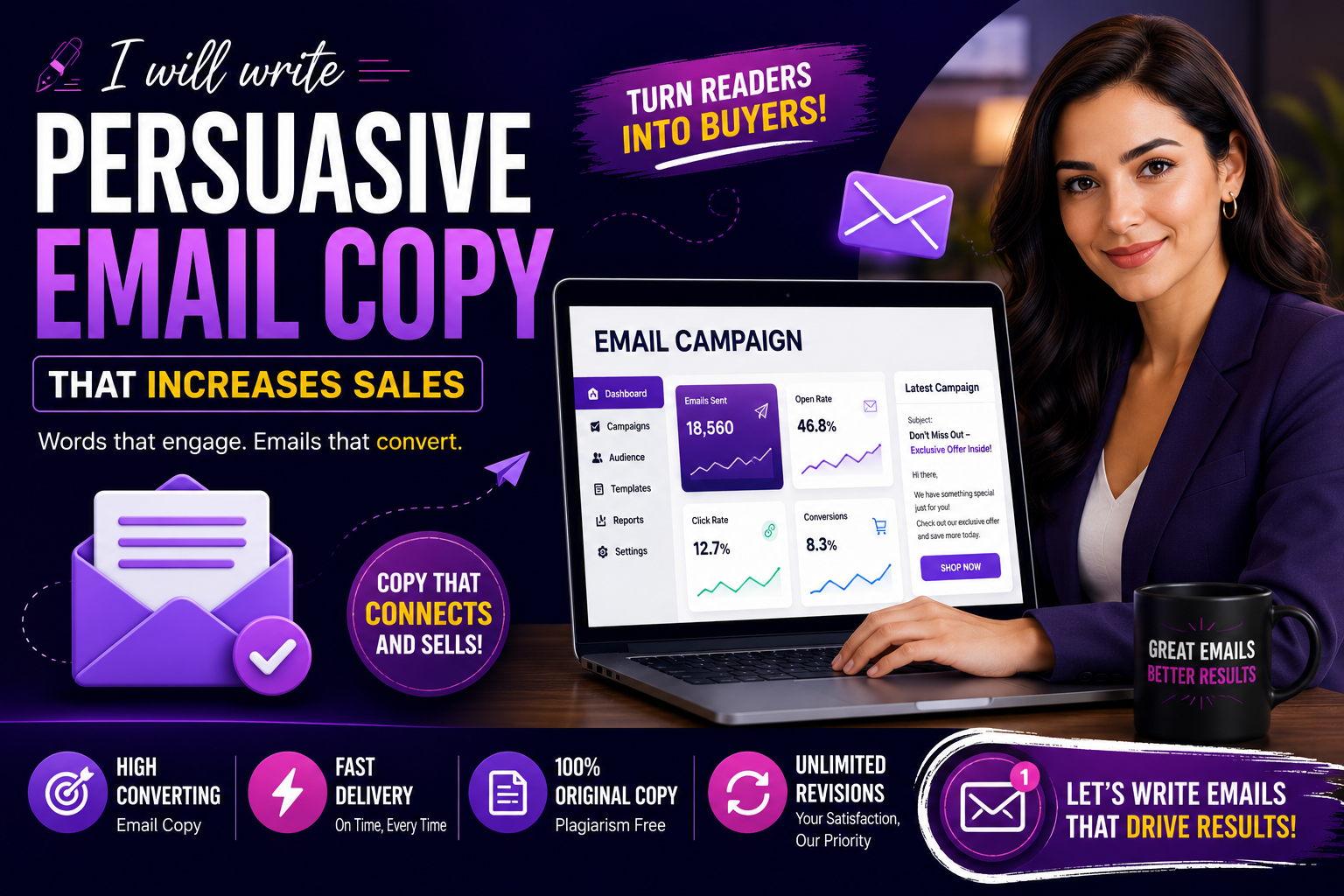 I will write persuasive email copy that increases sal...