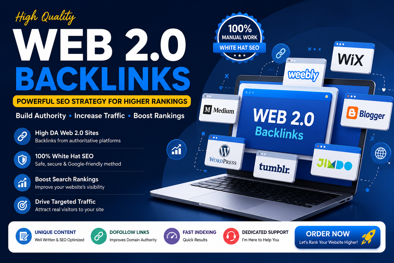 I will create 100 high quality Web 2.0 backlinks manu...