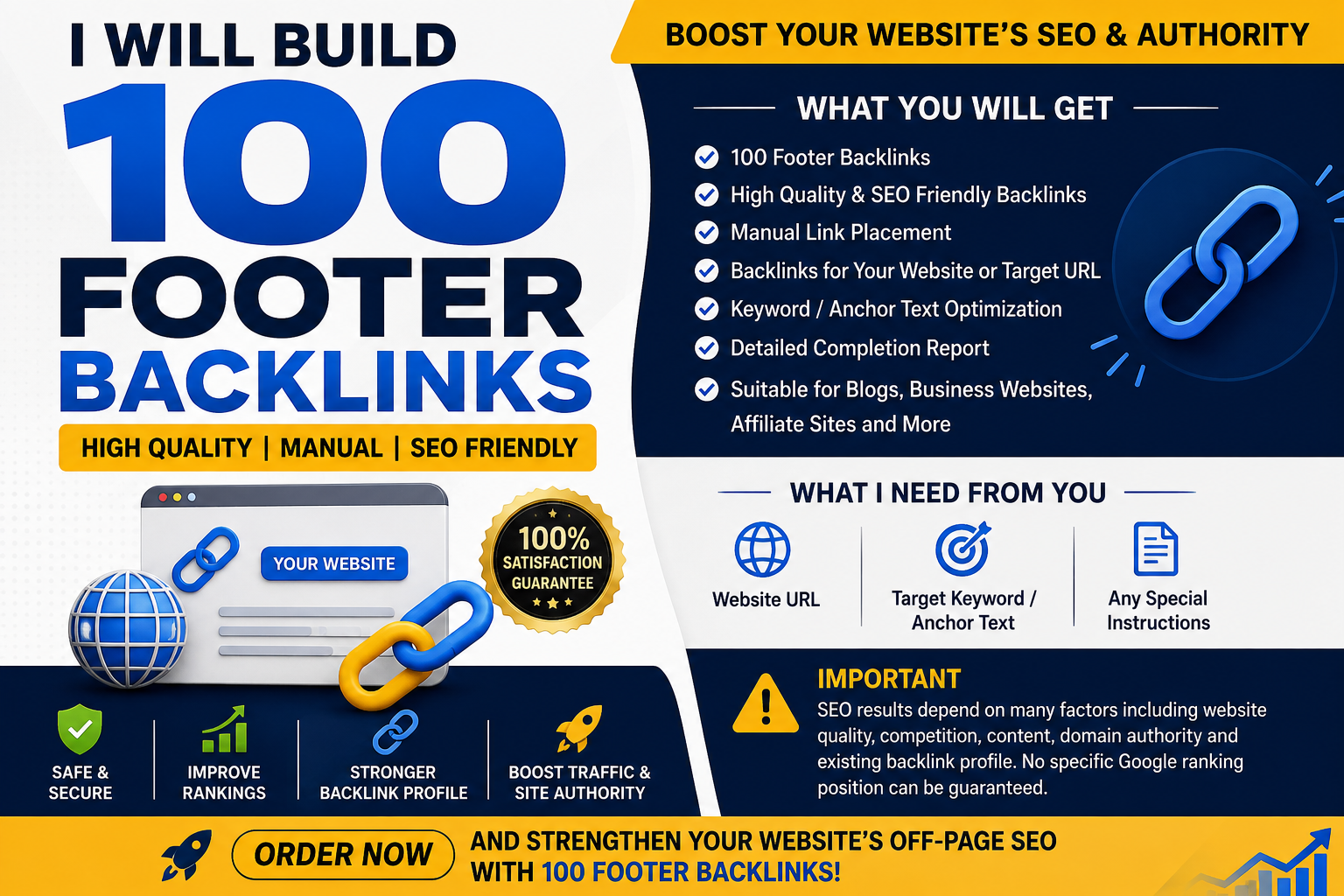 I Will Build 100 High Quality Footer Backlinks for SE...
