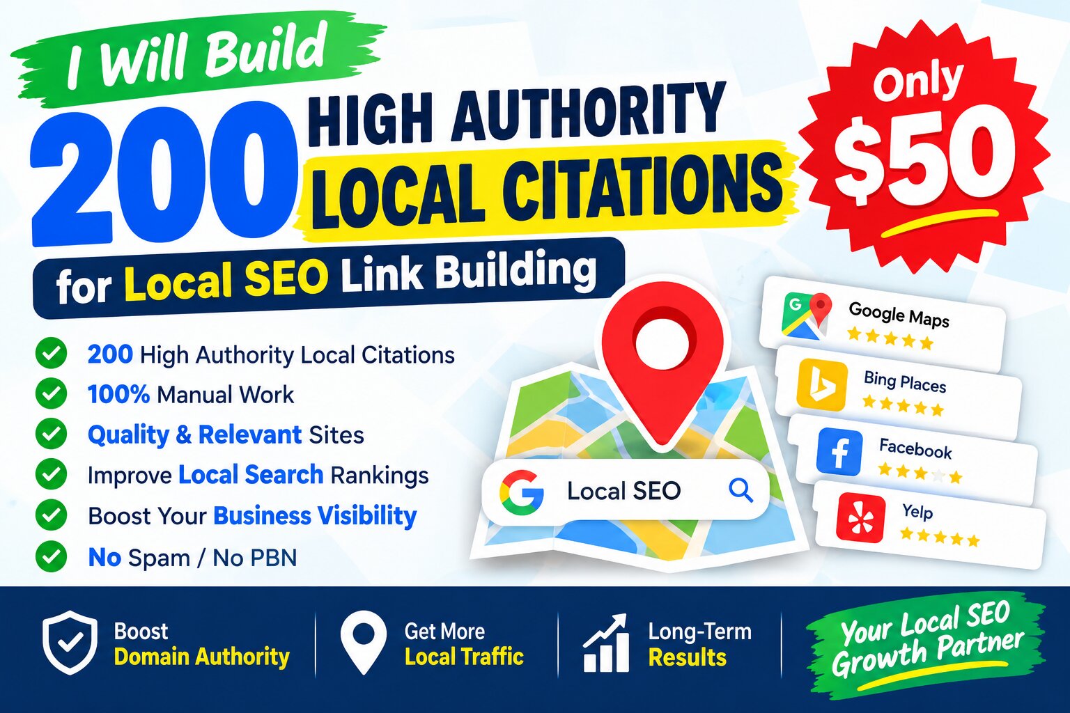 I will build 200 high authority local citations for l...