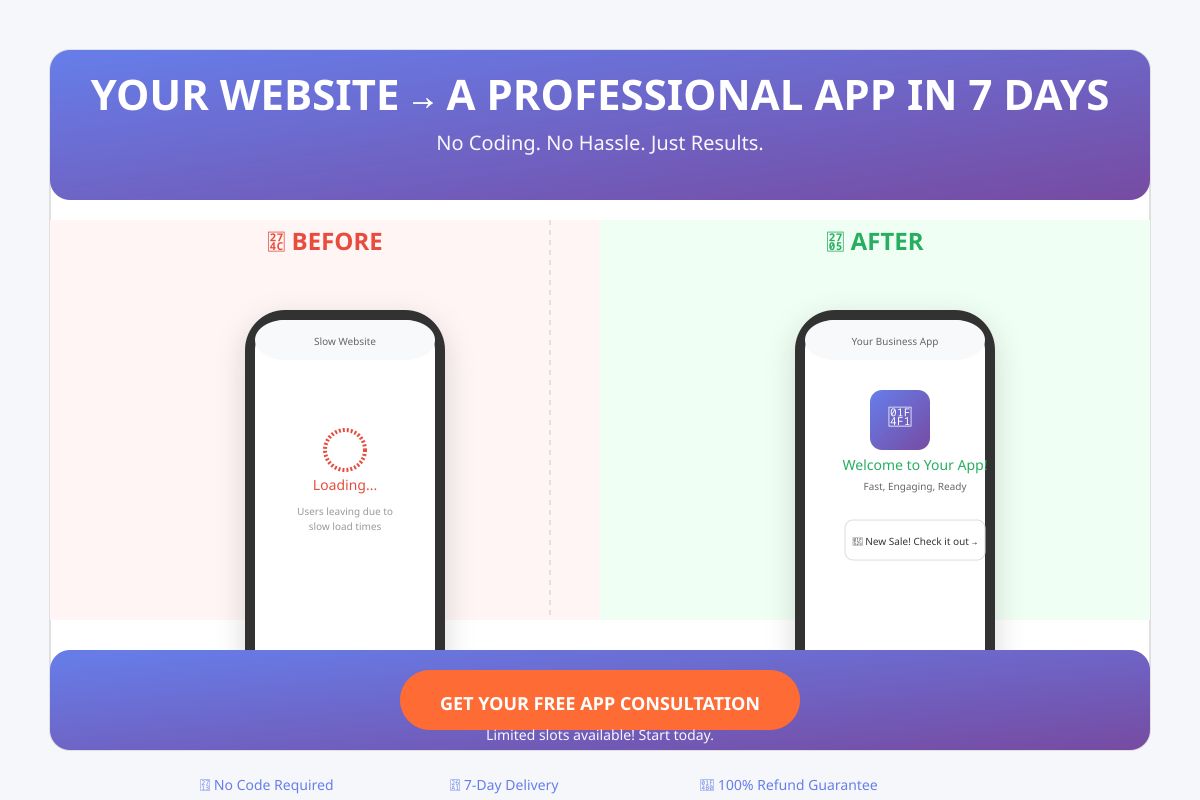 Stop Losing Sales Turn Your Website Into an App Today...