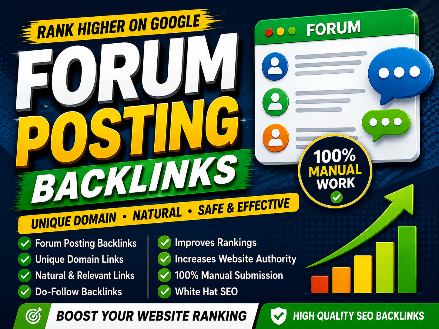 I Will provide 50 forum posting backlinks to high DA ...
