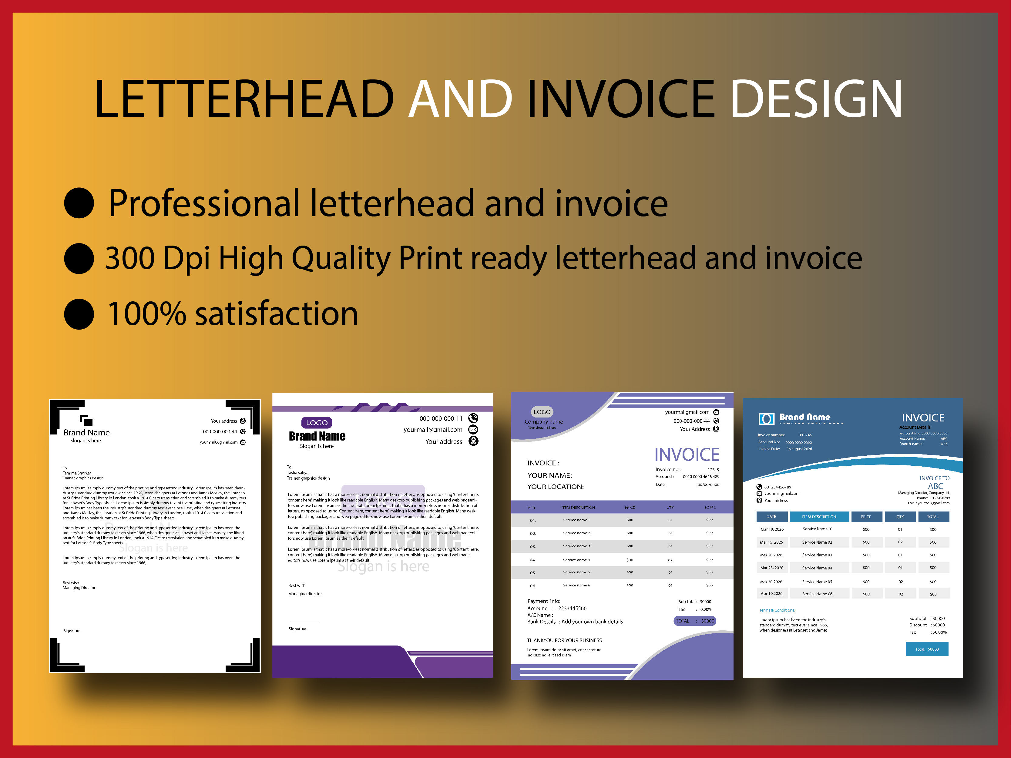 I will perfectly design modern Letterhead, Invoice a...