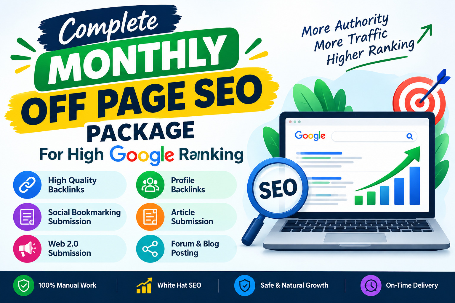 I will provide complete monthly off page SEO package ...