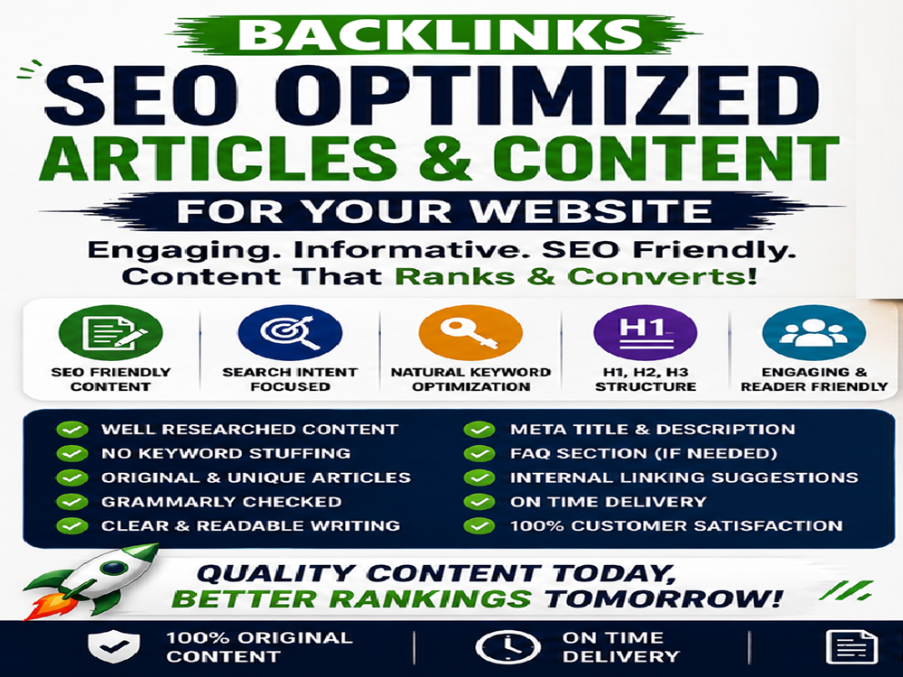 I Will Create SEO Optimized Articles Links and Conten...