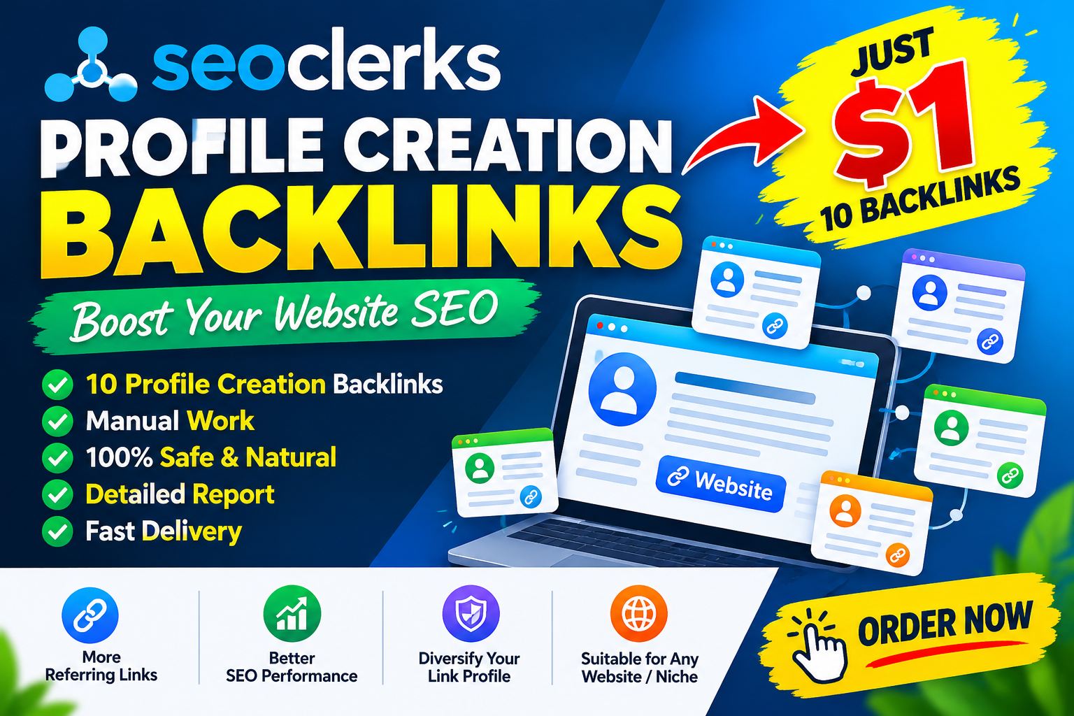 I Will Create 50 High Quality Profile Backlinks for S...