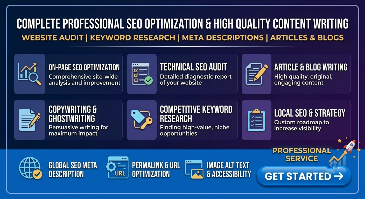 I will do complete SEO optimization, audit and write...