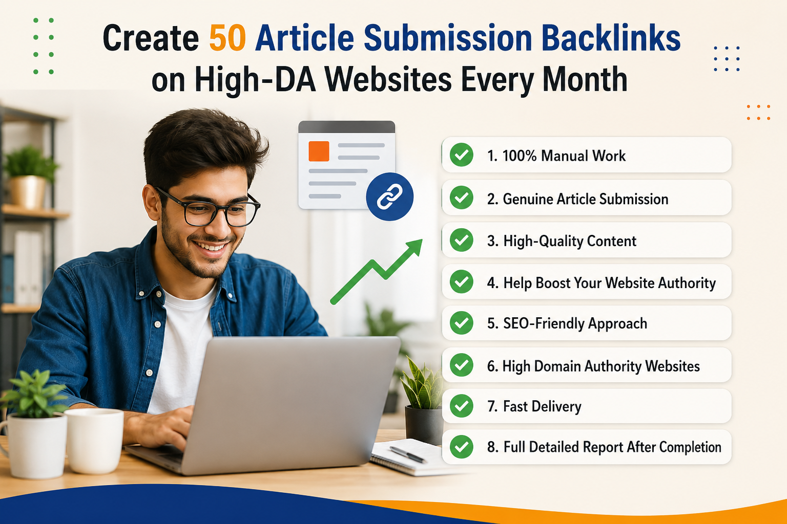 Create 50 Article Submission Backlinks on High-DA Web...