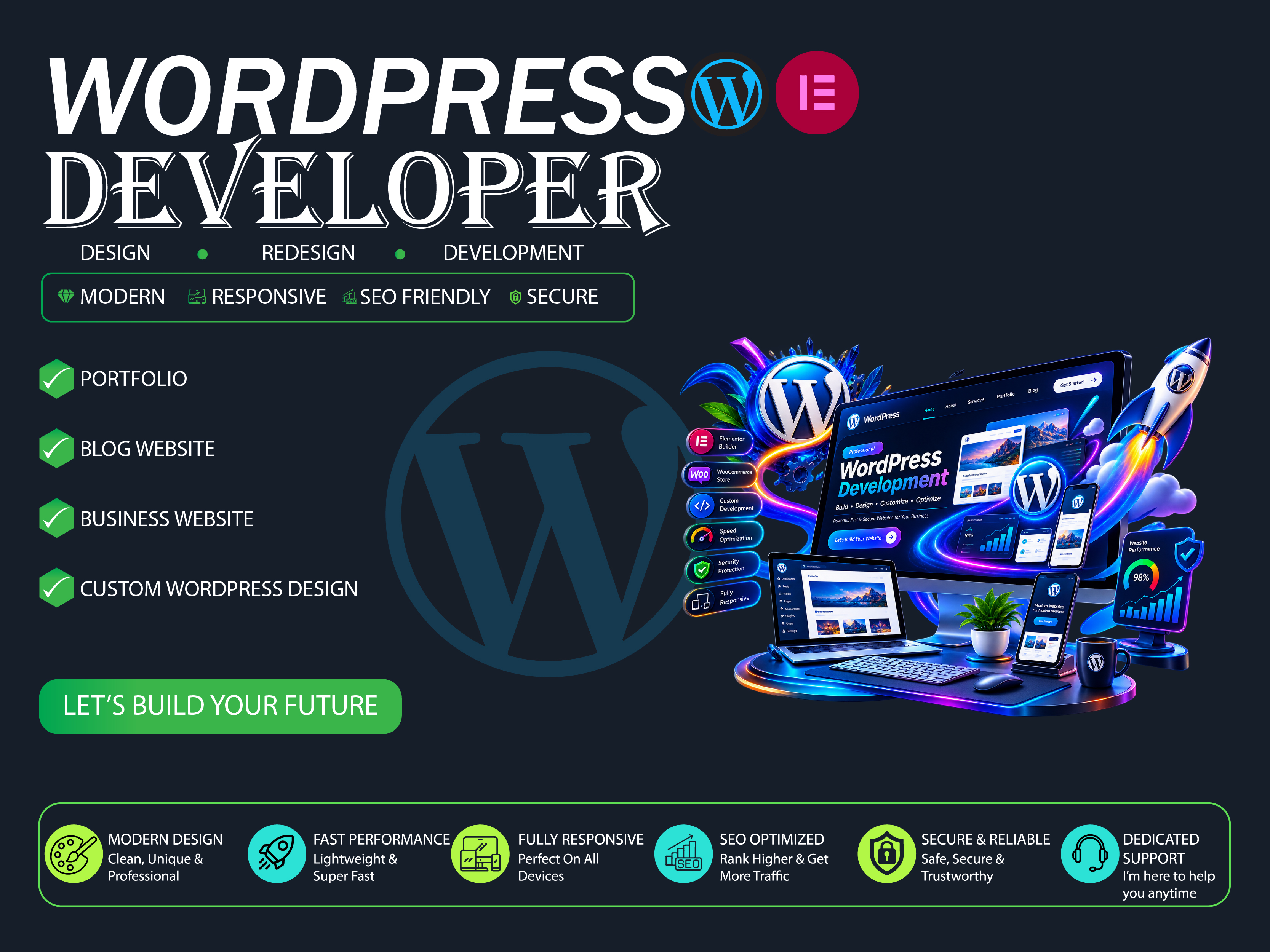 I Will Build a Modern SEO Friendly WordPress Business...