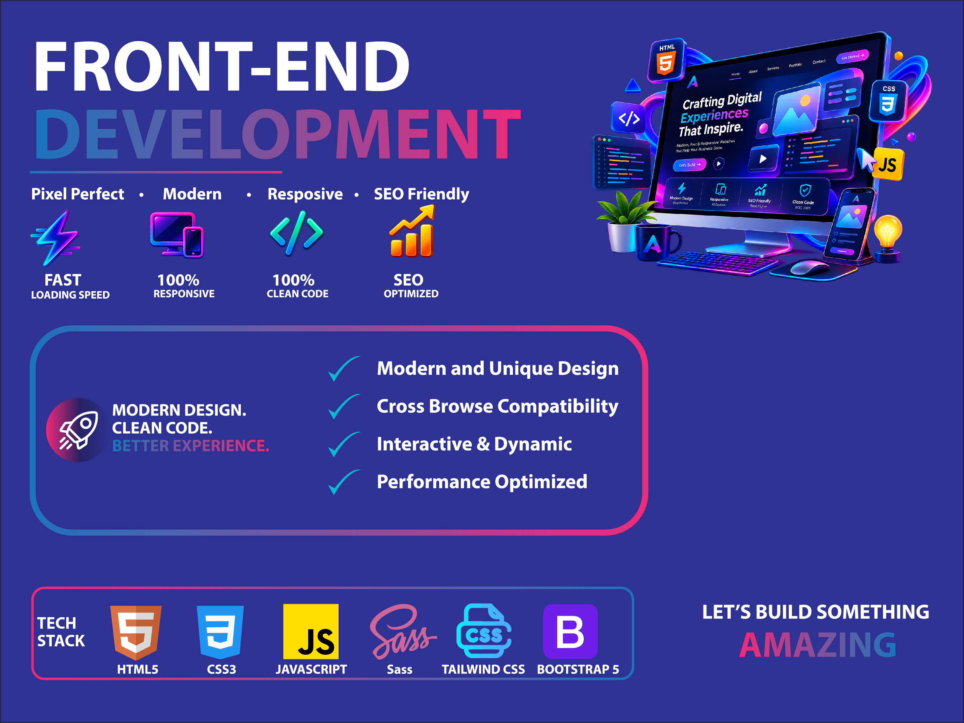 I will build a professional frontend website using HT...
