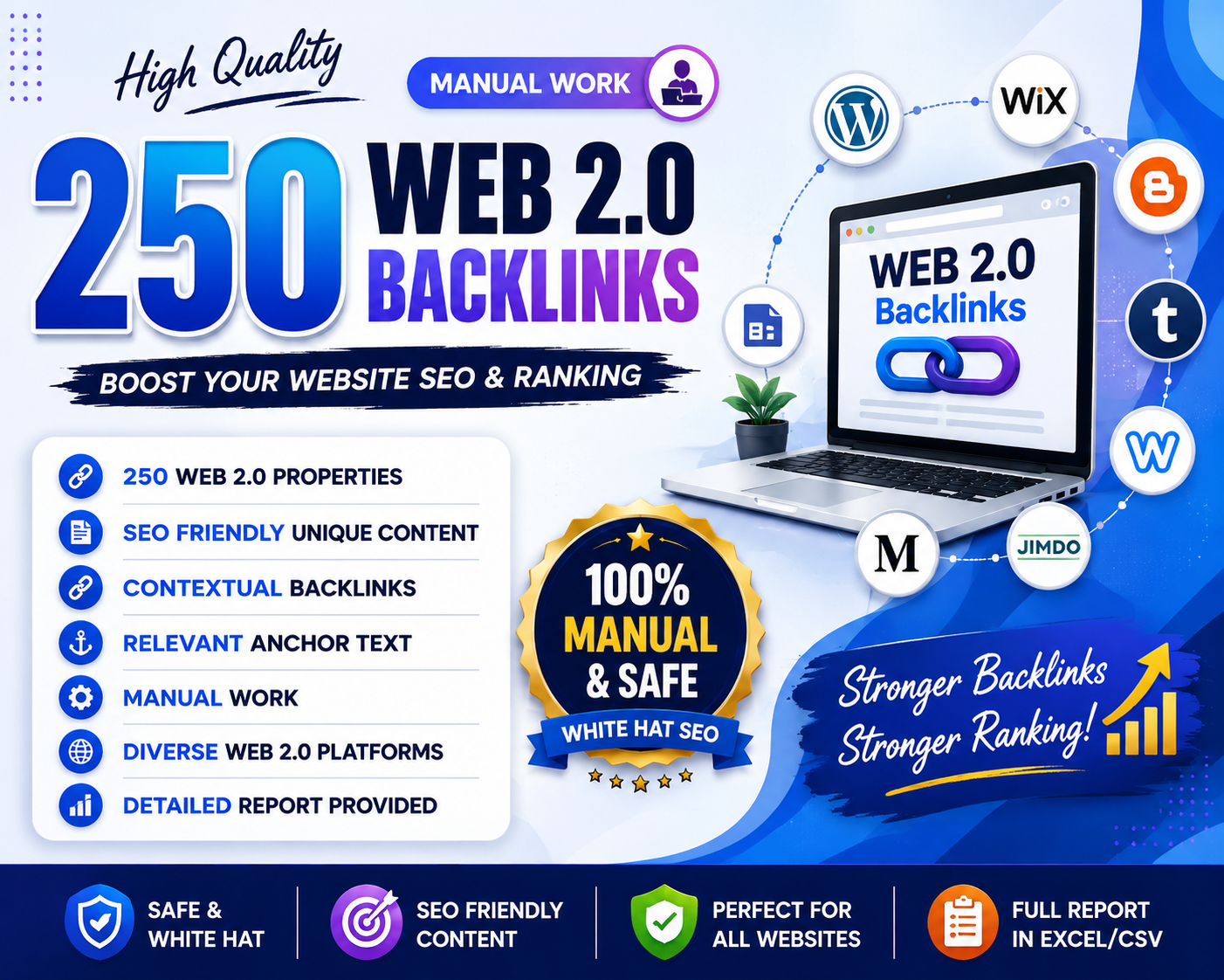 I Will Create 250 Manual Web 2.0 Backlinks for Your W...