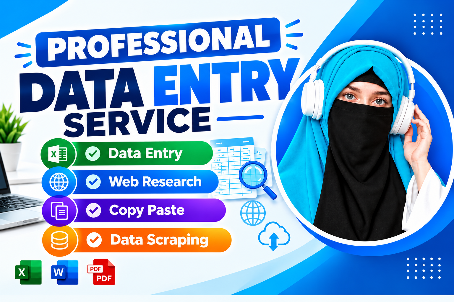 I will do data entry, web research, copy paste and ...