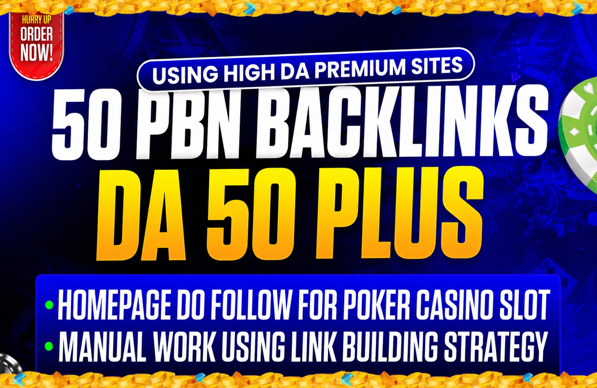 I will make 50 unique high DR DA PBN for casino site ...