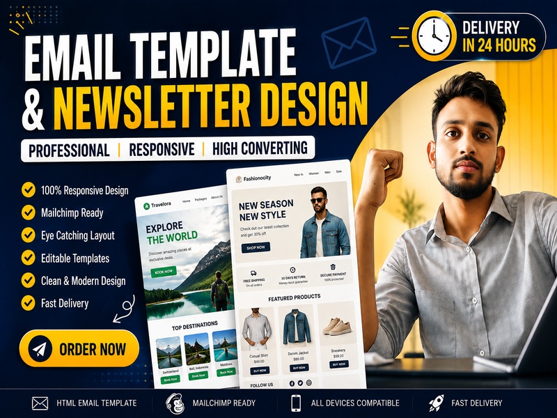 I will design responsive HTML email template and news...