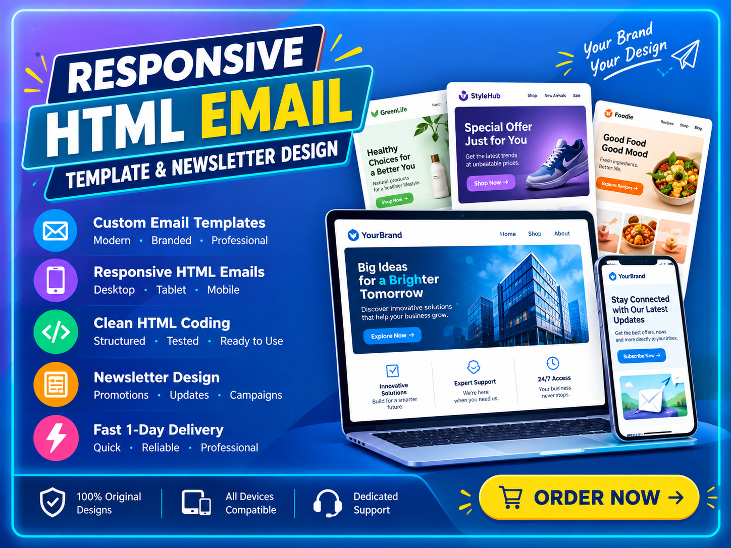 I will design a responsive HTML email template and ne...
