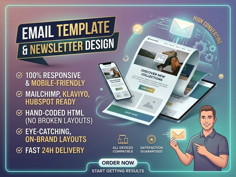 I will design responsive HTML email template and news...