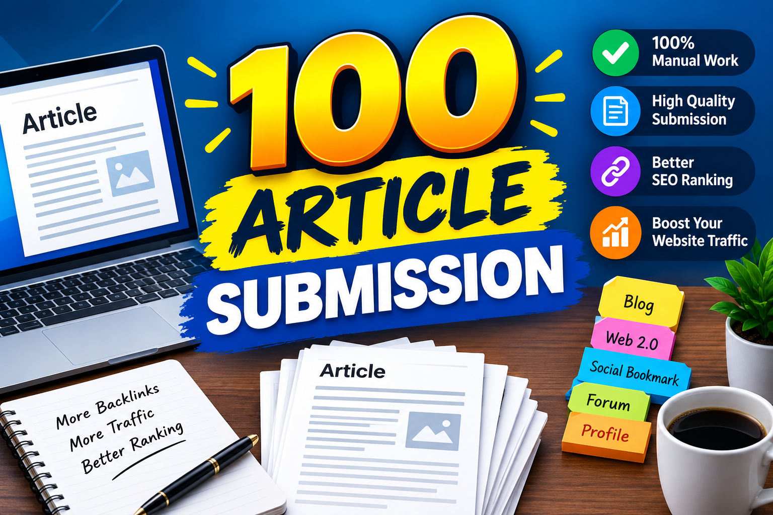 100 High Quality Article Submissions - Manual SEO Bac...