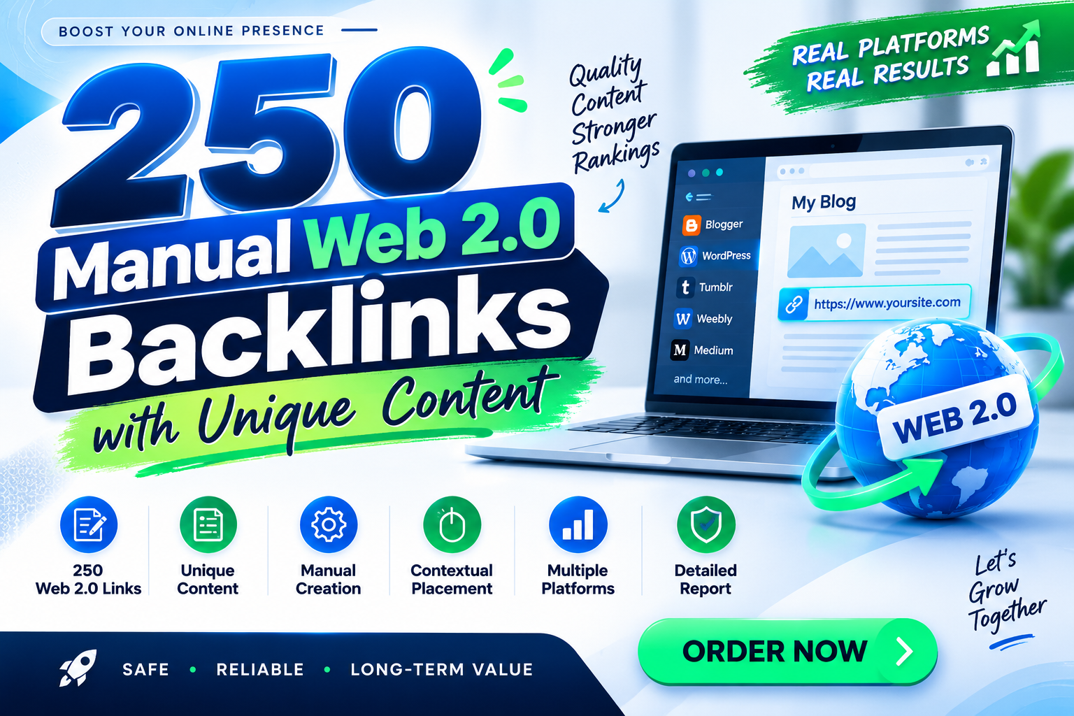 I will Create 250 Manual Web 2.0 Backlinks with Uniqu...