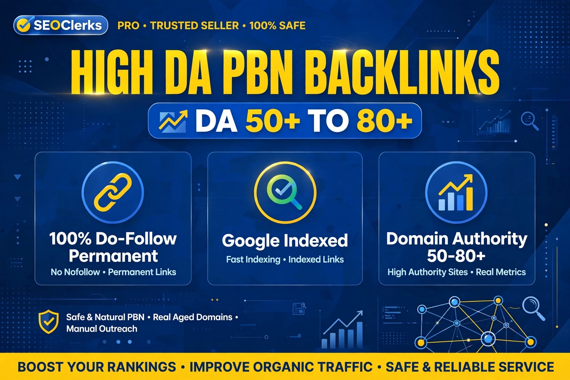 Build 50 High DA 50 To 80+ PBN Backlinks Permanent Ho...