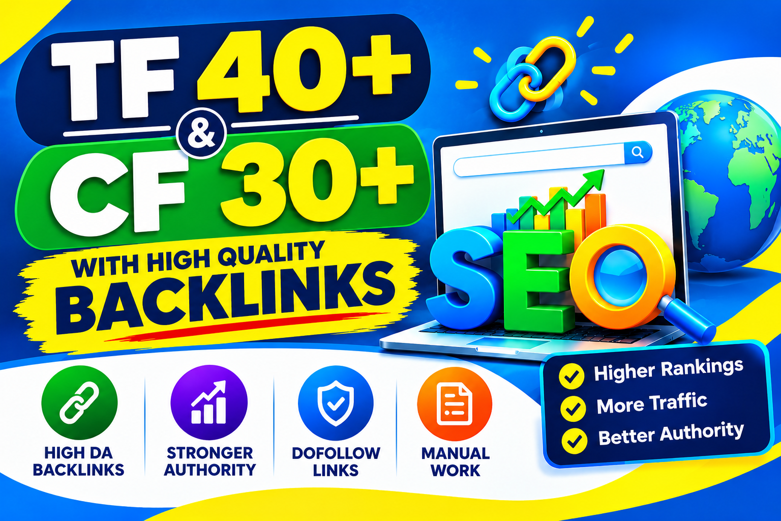 I will increase TF 40+ and CF 30+ of your website wit...