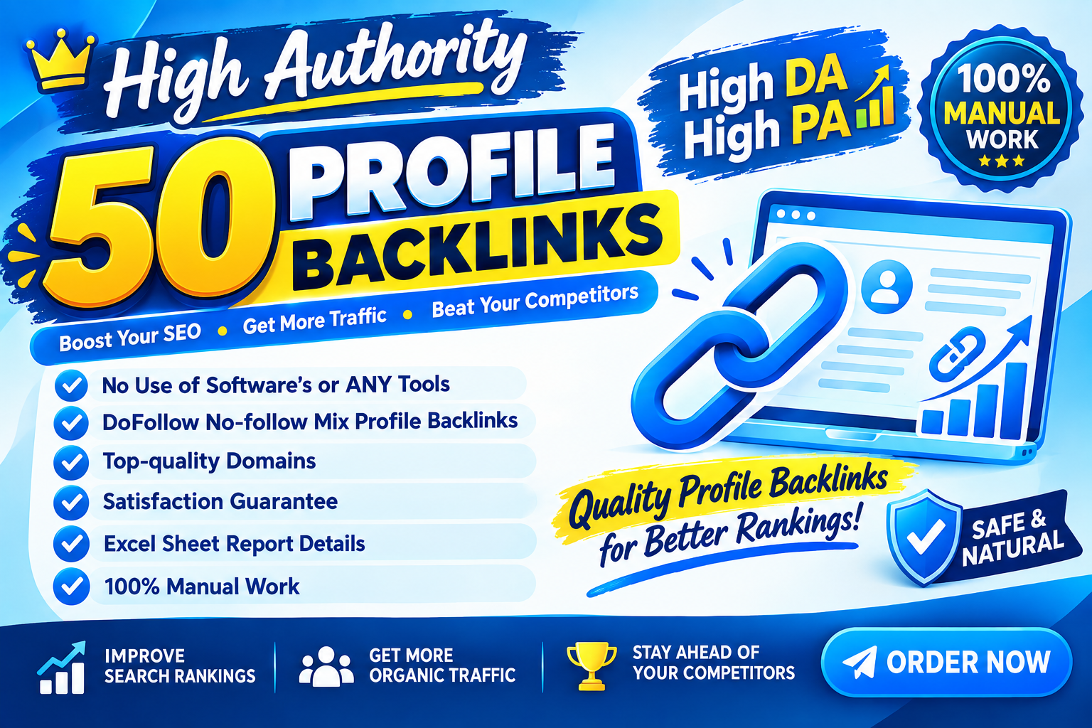 I will do 50 profile backlinks high authority