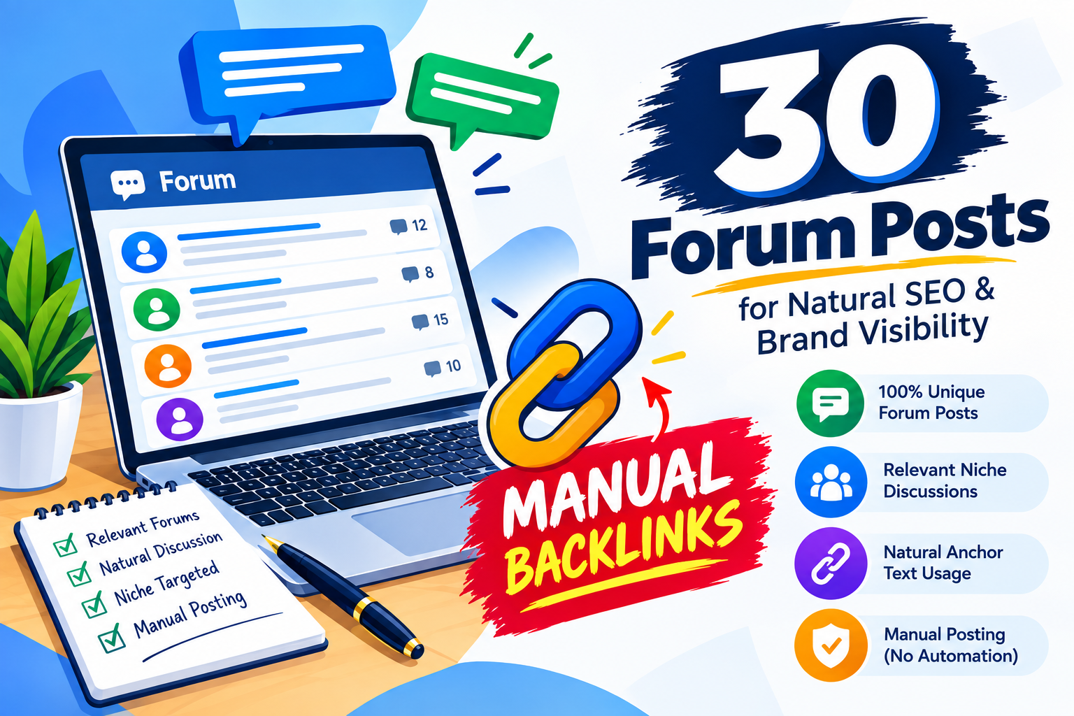 Manual 30 High Quality Forum Posts for Natural SEO &a...